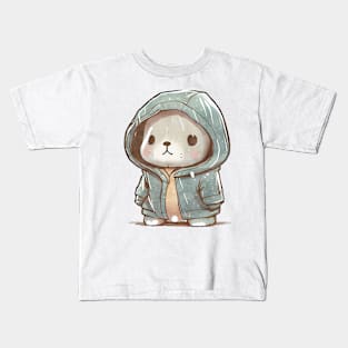 Cartoon Seal Wearing Hoodie Kids T-Shirt